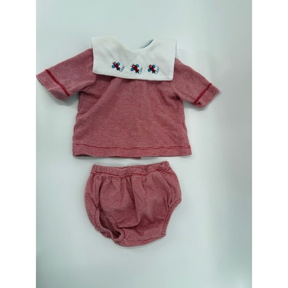 Bailey Boys St. Simons Island Red White Embroidered Airplanes Size 3MTHS - Picture 1 of 10
